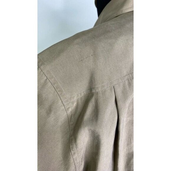 Jaeger Vintage Button Front Shirt Brown Long Sleeve Collared Pockets 100% Silk S - Picture 7 of 10